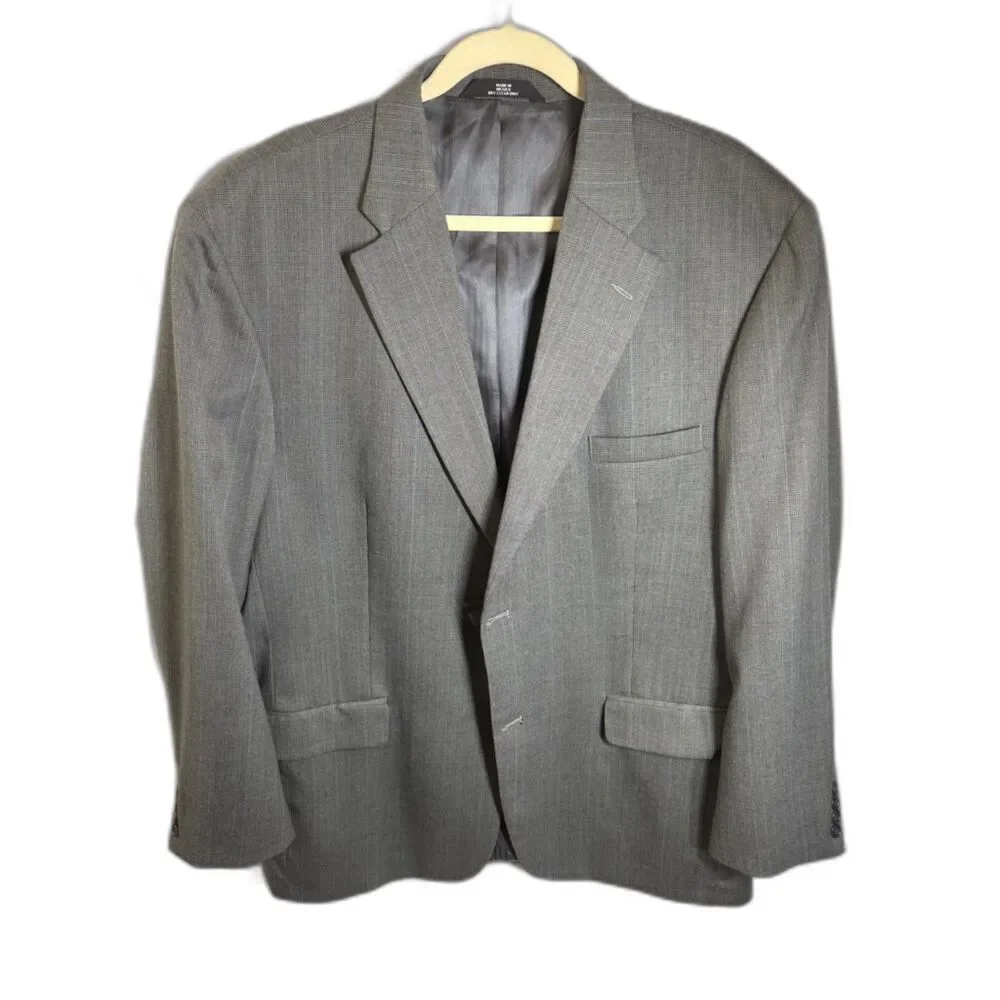 Haggar Black Label Men’s Gray Micro Check Blazer Sport Coat Two Button